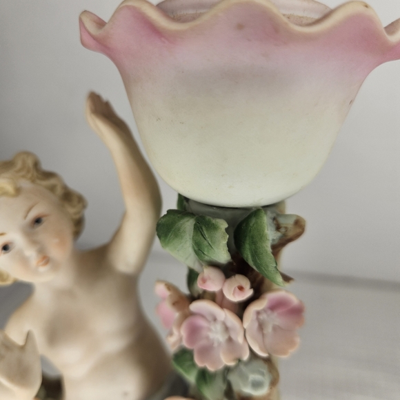VTG CANDSREA JAPAN PORCELAIN CANDLESTICK CHERUB 7" DESIGN REGESTRED 6169 - Picture 8 of 14